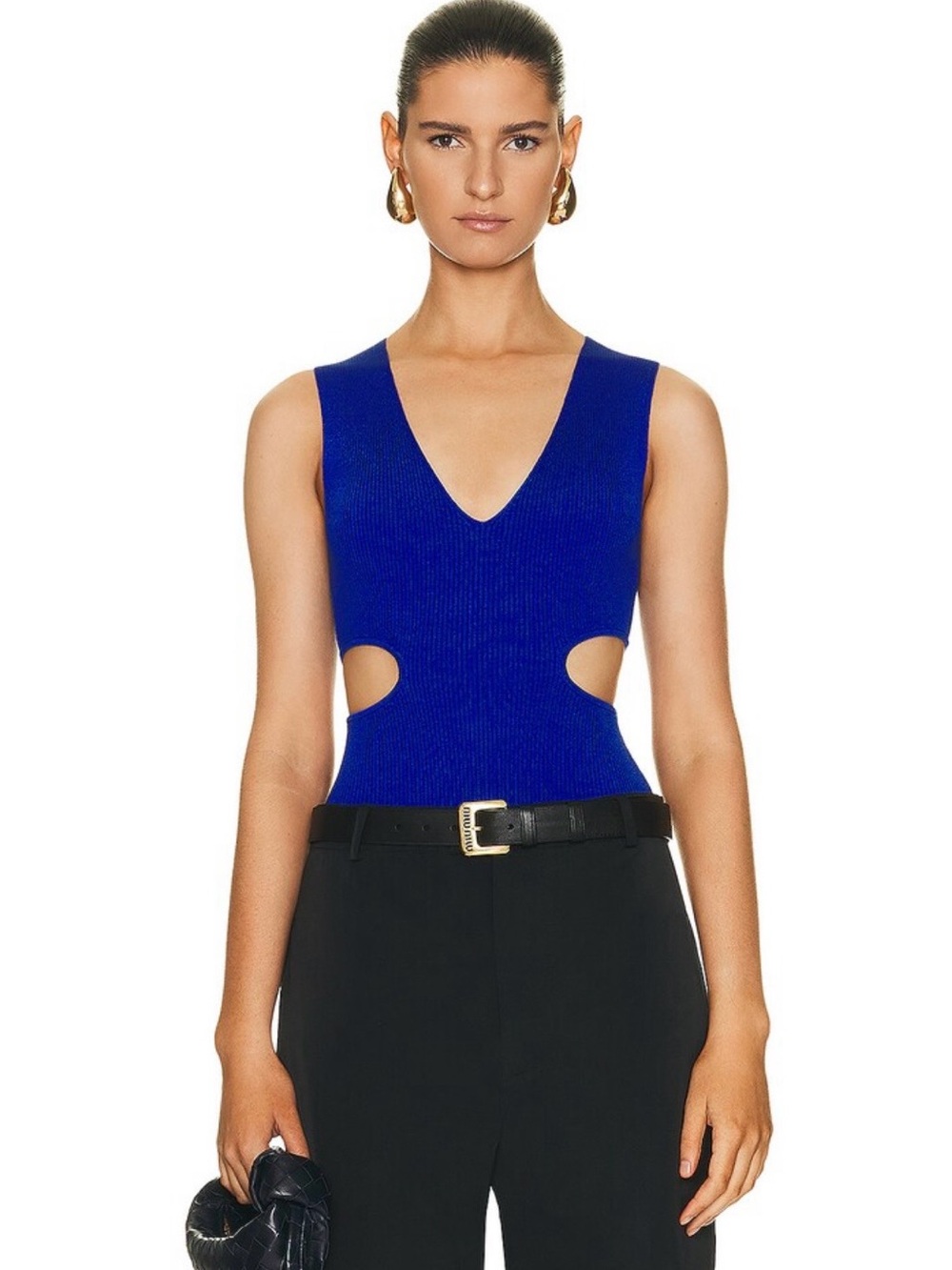 SIMKHAI Shelbi Deep V Cut Out Bodysuit in Cobalt - Picture 4 of 4